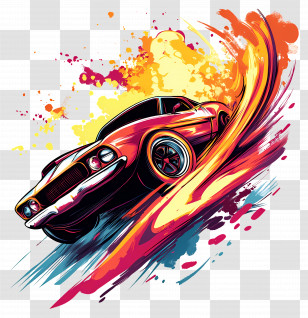 Hot Wheels - Colorful Car In Artistic Motion Transparent PNG