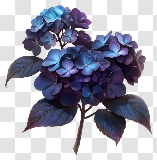 Hydrangea Art - Beautiful Blue Hydrangea Flowers Transparent PNG