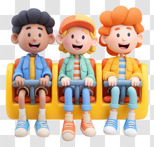 Friends Enjoying In Amusement Park - Children Enjoying Amusement Park Ride Transparent PNG