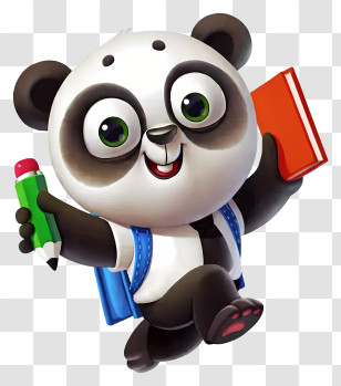 Panda For School - Happy Panda Student Mascot Transparent PNG