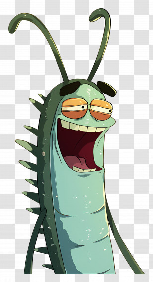 Plankton - Green Cartoon Character With Antennae Transparent PNG