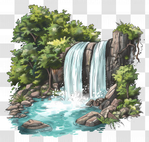 Niagara Falls - Realistic Waterfall With Lush Trees And Rocks Transparent PNG