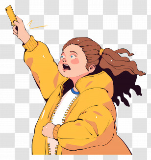 Chubby Bubbles Girl - Alert Girl Pointing With Phone Transparent PNG