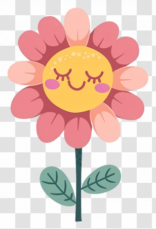 Flower Emoji - Smiling Happy Flower With A Cheerful Face Transparent PNG