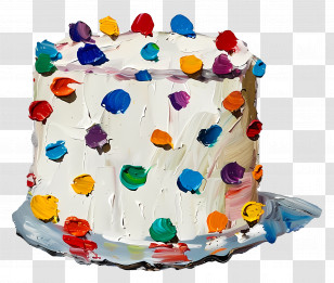 Oil Painting - Colorful Polka Dot Cake Transparent PNG
