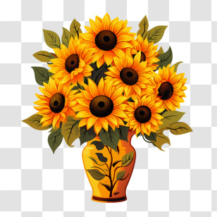 National Sunflower Day - Bright Sunflowers In Decorative Vase Transparent PNG