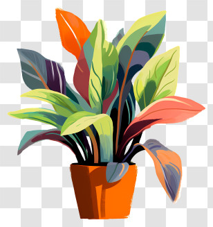 Digital Image - Colorful Potted Plant Illustration Transparent PNG