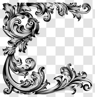Border Texture - Vintage Black Ornate Corner Design Transparent PNG