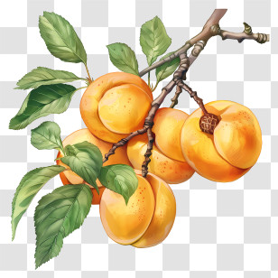 Apricots - Peaches On A Branch Transparent PNG