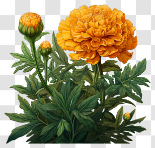 Bouquet - Yellow Marigold Flower In Bloom Transparent PNG