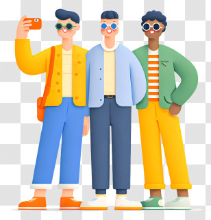 Man Taking Selfie With Friends - Group Of Friends Taking A Selfie Transparent PNG