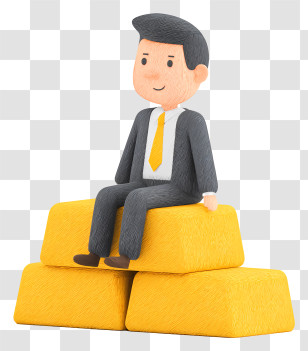 Businessman Sitting Gold Bars - Businessman Sitting On Gold Bars Transparent PNG