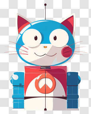 Cat Robot - Blue Robot Cat Cartoon Character Transparent PNG