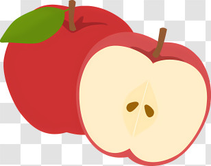 Apple - Juicy Red Apple With Half Cut Transparent PNG