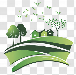 Greening Landscape - Green Landscape With Houses Transparent PNG