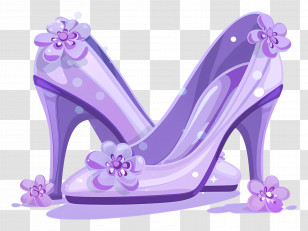 Stiletto Shoe - Purple High Heels With Floral Design Transparent PNG