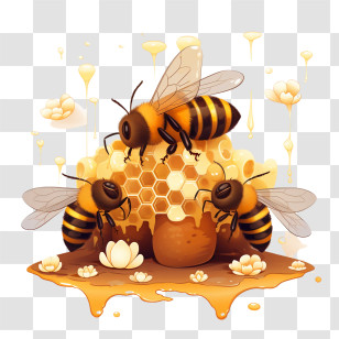 World Honey Bee Day - Bees On Honeycomb With Honey Transparent PNG