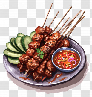 Meat Skewers - Grilled Meat Skewers With Sauce Transparent PNG
