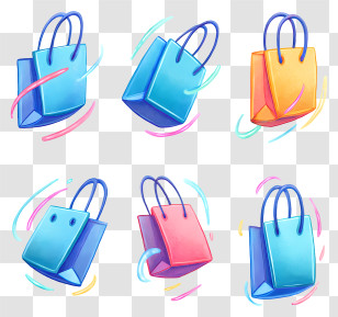 Floating Shopping Bag - Colorful Shopping Bag Icons Set Transparent PNG
