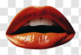 Mouth - Shiny Red Glossy Lips Close-Up Transparent PNG