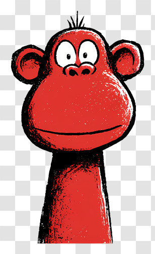 Monkey Outline - Red Monkey Cartoon Illustration Transparent PNG