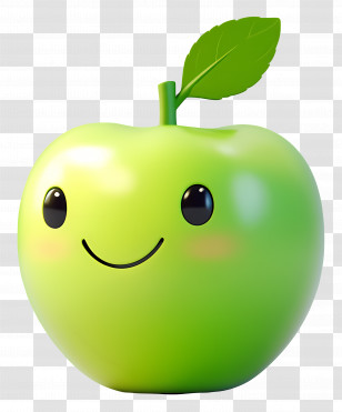Green Apple - Smiling Green Apple Cartoon Transparent PNG
