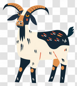 Goat Illustration - Colorful Goat Illustration With Vibrant Details Transparent PNG