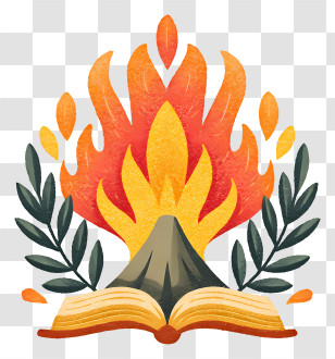 Knowledge Logo - Fiery Book Illustration Transparent PNG