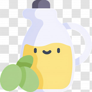 Olive Oil - Cute Oil Bottle With Olives Transparent PNG