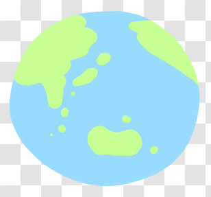 Earth - Cartoon Earth Illustration With Land And Oceans Transparent PNG