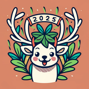 2025 Happy New Year
 - Festive Cartoon Deer With 2025 Text Transparent PNG