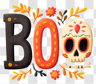Halloween Boo With Skull - Halloween Boo With Skull Transparent PNG