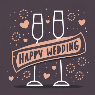 Happy Wedding - Happy Wedding With Champagne Glasses Transparent PNG