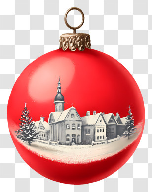 Christmas Ball - Red Christmas Ornament With Winter Scene Transparent PNG