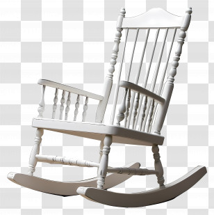 Rocking Chair - White Wooden Rocking Chair Transparent PNG
