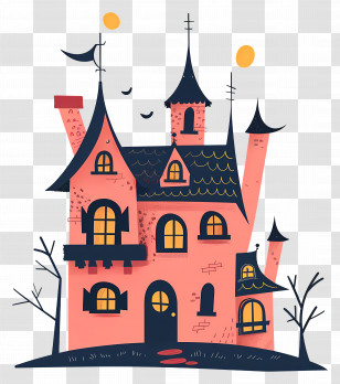 Haunted House - Cartoon Haunted House For Halloween Transparent PNG