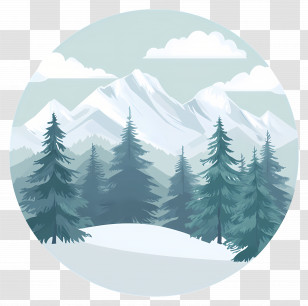Snowy Mountains Background - Winter Forest Landscape With Snowy Mountains Transparent PNG
