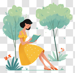 Woman Reading Book - Person Reading Under Trees Transparent PNG
