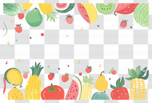 Food Background - Colorful Fruits And Vegetables Border Illustration Transparent PNG