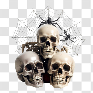 Halloween Skull - Skulls And Spider Web Transparent PNG