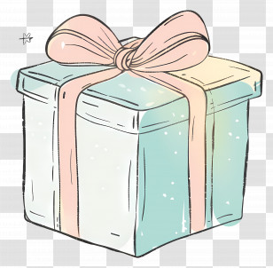 Wedding Gift - Beautifully Wrapped Gift Box With Bow Transparent PNG