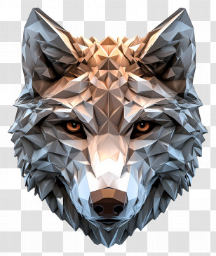 Wolf Face - Geometric White Wolf Transparent PNG
