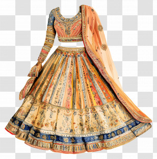 Lehenga - Traditional Dress With Intricate Patterns Transparent PNG