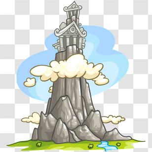 Ancient Greek - Cartoon Mountain With Temple And Clouds Transparent PNG