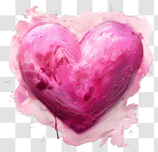 Pink Heart - Pink Heart Watercolor Painting Transparent PNG