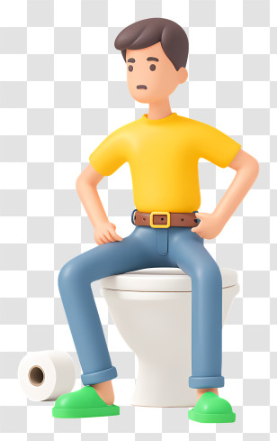 Man Doing Poop - Man Sitting On Toilet With Toilet Paper Transparent PNG