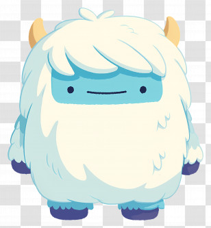 Cryptid Yeti - Adorable Cartoon White Monster With Horns Transparent PNG