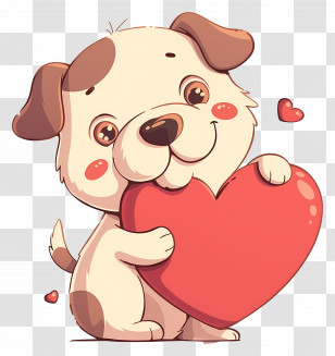 Dog Heart - Adorable Puppy Holding Heart Transparent PNG
