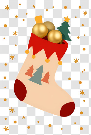 Christmas Stocking - Festive Christmas Stocking With Ornaments Transparent PNG