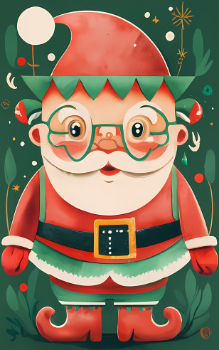 Cartoon Santa Claus - Cute Santa Claus In Elf Outfit Transparent PNG